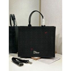 Borse Replica Alta Qualità Dior media Book Tote con tracolla api nero