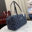 Borse Firmate Replica Gucci Melrose Boston media denim GG blu scuro