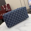 Borse Firmate Replica Gucci Melrose Boston media denim GG blu scuro