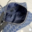Borse Firmate Replica Gucci Melrose Boston media denim GG blu scuro