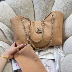 Borsa shopping Chanel piccola/grande AS6095/AS6090 con pochette marrone