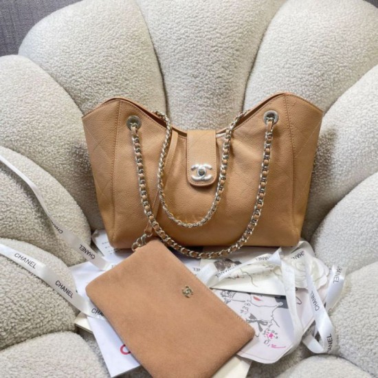 Borsa shopping Chanel piccola/grande AS6095/AS6090 con pochette marrone
