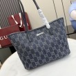 Borsa tote piccola Gucci Tribeca 875236 GG denim blu