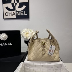 Replica di lusso Borsa a secchiello Chanel Hobo con coulisse AS5293 Beige Imitazioni Cloni Borsa a secchiello Chanel Hobo con coulisse AS5293 Beige firmate