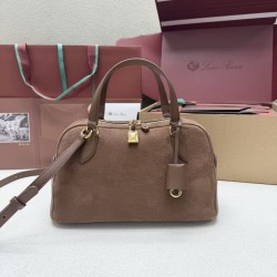 Cloni Replica Perfetta a tracolla piccola Loro Piana scamosciata marrone lama firmate
