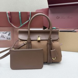 Replica di lusso Borsa tote Loro Piana Loom L25/L32 marrone Imitazioni Cloni Borsa tote Loro Piana Loom L25/L32 marrone firmate
