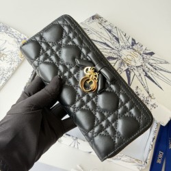 Portafoglio con cerniera Dior Lady Dior Voyageur nero Portafoglio con cerniera Dior Lady Dior Voyageur nero