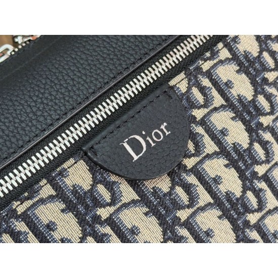 Replica perfette Borse Imitazioni a tracolla Dior Rider con cerniera Oblique Blu