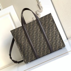 Replica perfette Borsa shopper Tote Fendi FF jacquard marrone