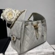 Borsa a secchiello Chanel AS5293 Hobo con coulisse Bianco-verde