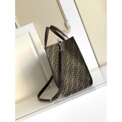 Borsa shopper Tote Fendi FF jacquard marrone