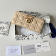 Portafoglio con cerniera Dior Lady Dior Voyageur albicocca