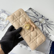 Portafoglio con cerniera Dior Lady Dior Voyageur albicocca