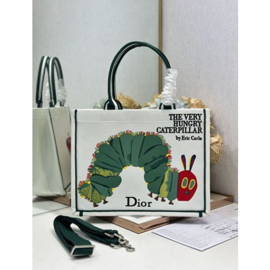 Borsa shopping Dior Book Tote con design a bruco e tracolla