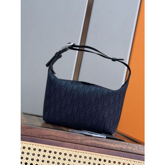 Pochette Dior Jett Dior Oblique jacquard nero