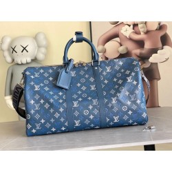 163c01 chip Borse LV Keepall Bandoulière 50 M28836 Blu