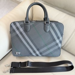 Replica perfette Borse Imitazioni da lavoro Burberry Grid con logo equestre Grigio