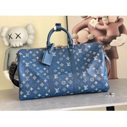 163c01 chip Borse Louis Vuitton Keepall Bandoulière 50 M28836 Blu