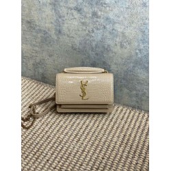 YSL Saint Laurent Piccola Sunset con motivo coccodrillo 19cm albicocca