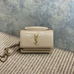 Replica perfette YSL Saint Laurent Piccola Sunset con motivo coccodrillo 19cm albicocca