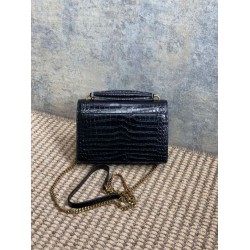 YSL Saint Laurent Piccola Sunset con motivo coccodrillo 19cm Nero YSL Saint Laurent Piccola Sunset con motivo coccodrillo 19cm Nero