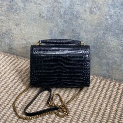 Sito Replica YSL Saint Laurent Piccola Sunset con motivo coccodrillo 19cm Nero Imitazioni Replica perfette YSL Saint Laurent Piccola Sunset con motivo coccodrillo 19cm Nero