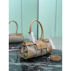 Borsa Prada Bonne lino con manici superiori 1BA426 marrone