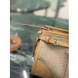 Borsa Prada Bonne lino con manici superiori 1BA426 marrone