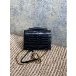 YSL Saint Laurent Piccola Sunset con motivo coccodrillo 19cm Nero