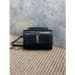 YSL Saint Laurent Piccola Sunset con motivo coccodrillo 19cm Nero