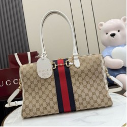 Replica perfette Borse  a bauletto grande Gucci 866734 albicocca/bianca