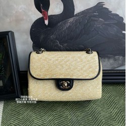 Replica perfette Borse Imitazioni a tracolla classica Chanel 26C AS6017 rafia Nero