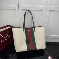 Replica perfette Borsa tote grande Gucci Tribeca con charm A0034D tela bianca