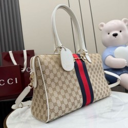 Borse Replica a bauletto grande Gucci 866734 albicocca/bianca