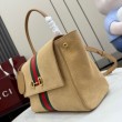 Borsa a mano media Gucci Paparazzo 875018 scamosciata albicocca