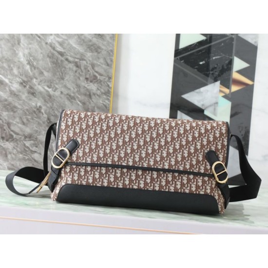Borsa a tracolla Dior Jett Flap Oblique Marrone