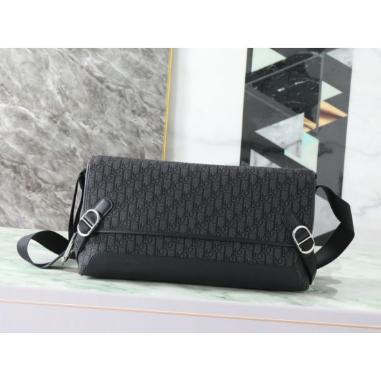 Borsa a tracolla Dior Jett Flap Oblique Nero