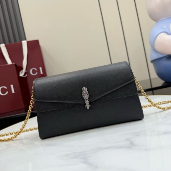 Borsa a tracolla Gucci Dionysus 876531 interamente pelle nero