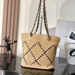 Replica perfette Borse Firmate  shopping Chanel AS5811 Small Tote Rafia Nero