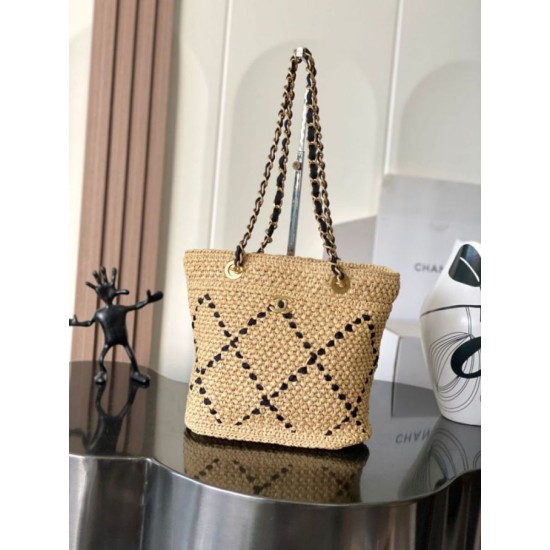 Borse Firmate Replica shopping Chanel AS5811 Small Tote Rafia Nero
