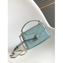 Copia Perfetta Borse Imitazioni Bvlgari Serpenti Forever Mini con manico superiore Versione Chip Blu