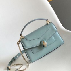 Replica perfette Copia Perfetta Borse Imitazioni Bvlgari Serpenti Forever Mini con manico superiore Versione Chip Blu