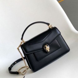 Replica perfette Borsa Bvlgari Serpenti Forever Mini con manico superiore Versione Chip Nero