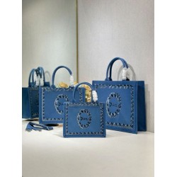 Imitazioni borse griffate shopping Dior Book Tote Blu Wave con tracolla