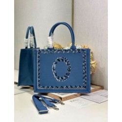 Imitazioni borse griffate shopping Dior Book Tote Blu Wave con tracolla