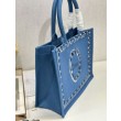 Imitazioni borse griffate shopping Dior Book Tote Blu Wave con tracolla