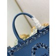 Imitazioni borse griffate shopping Dior Book Tote Blu Wave con tracolla