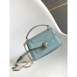 Copia Perfetta Borse Imitazioni Bvlgari Serpenti Forever Mini con manico superiore Versione Chip Blu