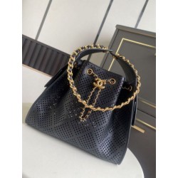 Copia Perfetta Borsa Chanel piccola 25 Hobo AS5293 nera traforata