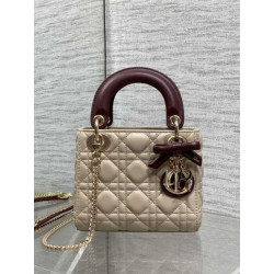 Mini borsa Lady Dior Dior bow rossa/beige